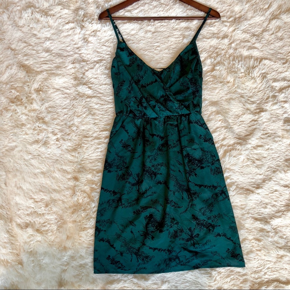 LUSH Dark Green Nature Print Dress